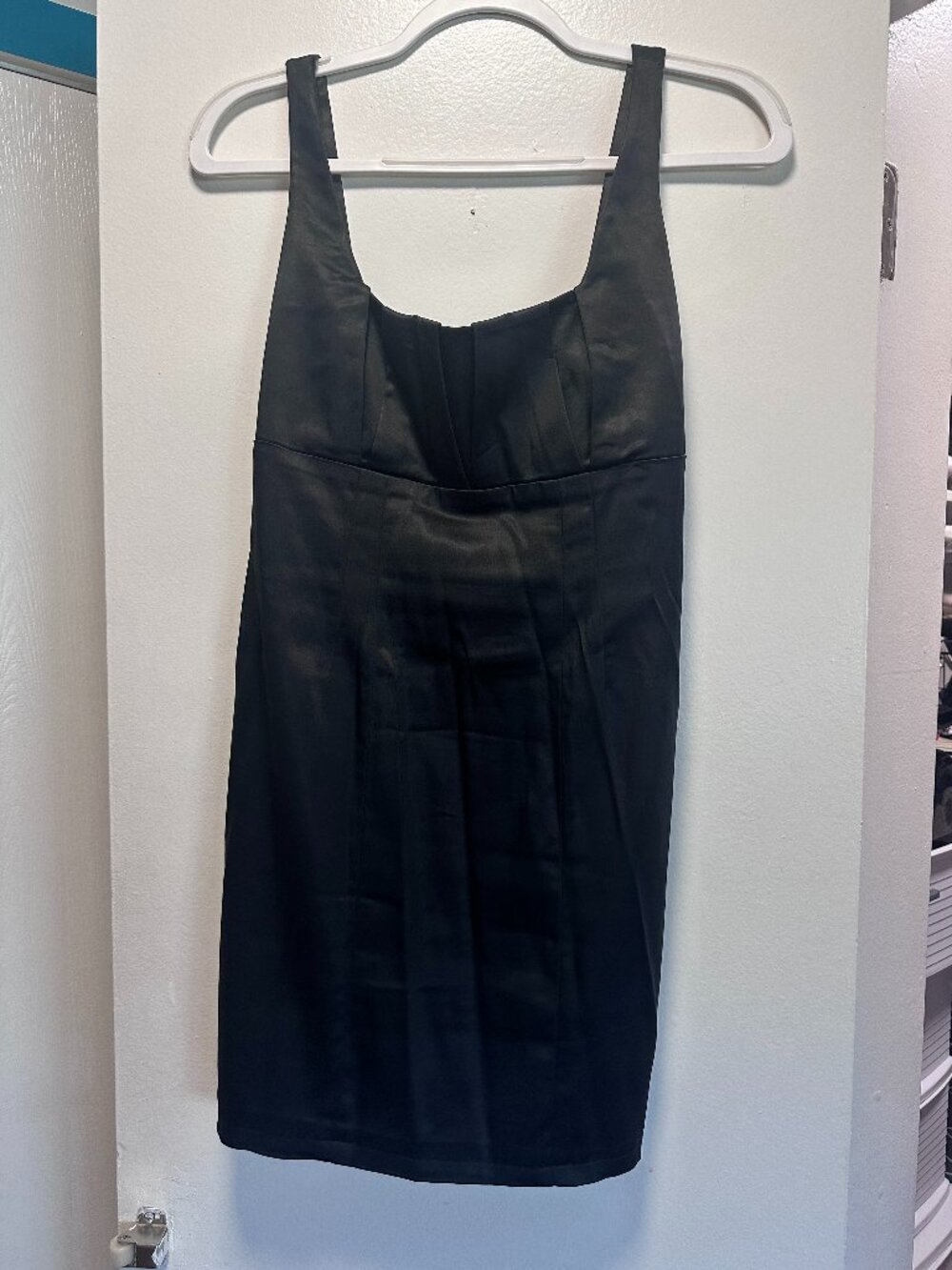 Calvin Klein Black Satin Pleated Dress - Size Medium